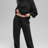 Pinstripe Straight Leg Sweatpant - Black Pinstripe