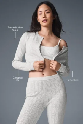 Pointelle Sweater Be Mine Cardigan – Light Grey Heather
