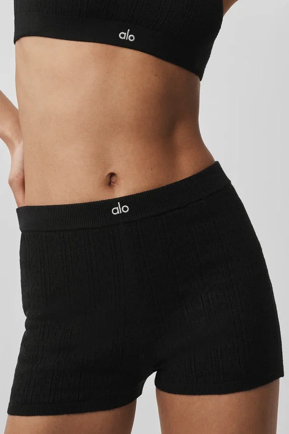 Pointelle Sweater Be Mine Hot Short - Black