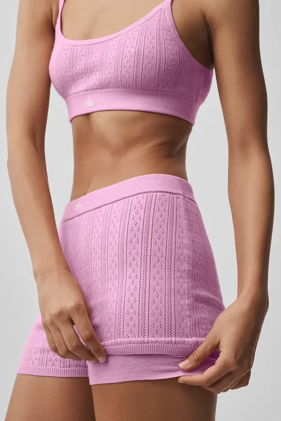Pointelle Sweater Be Mine Hot Short - Candy Heart Pink