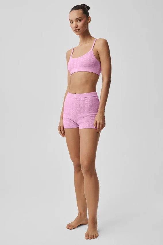 Pointelle Sweater Be Mine Hot Short - Candy Heart Pink
