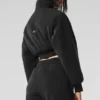 Polar Fleece Cropped Wintry Mix Jacket - Black
