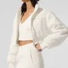 Polar Fleece Cropped Wintry Mix Jacket - Ivory