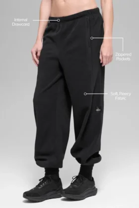 Polar Fleece High-Waist Retreat Jogger – Black