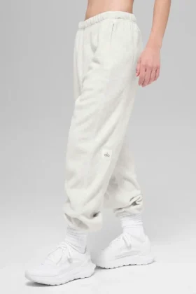 Polar Fleece High-Waist Retreat Jogger - White Heather Grey