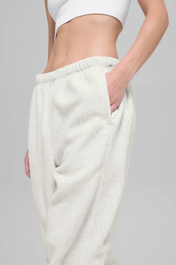 Polar Fleece High-Waist Retreat Jogger - White Heather Grey