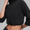 Polar Fleece Retreat Cropped Jacket - Black