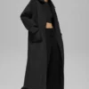 Quilted Skyline Long Coat - Black