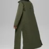 Quilted Skyline Long Coat - Green Olive
