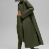 Quilted Skyline Long Coat - Green Olive