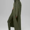 Quilted Skyline Long Coat - Green Olive