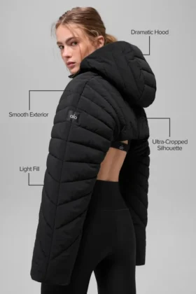 Quilted Starlight Puffer Shrug – Black