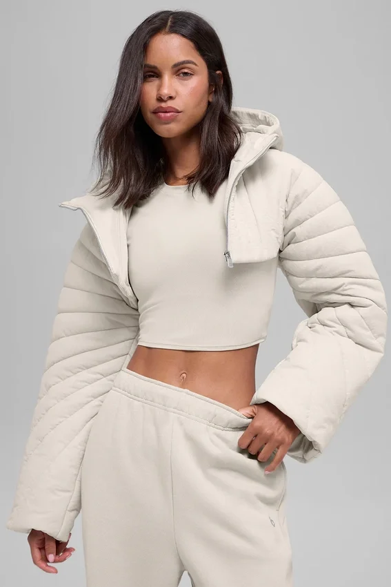 Quilted Starlight Puffer Shrug - Bone