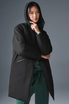 Rain or Shine Puffer Long Coat - Black