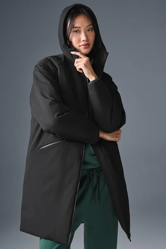 Rain or Shine Puffer Long Coat - Black