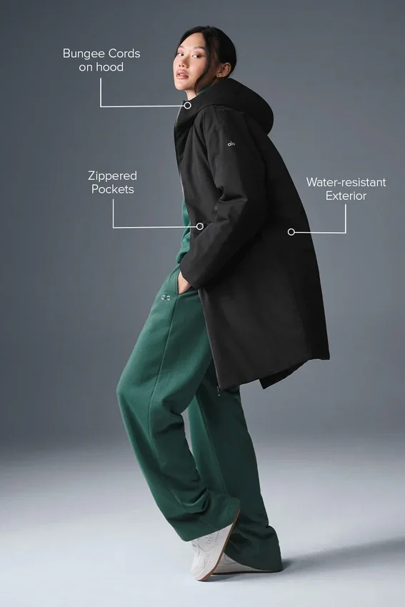 Rain or Shine Puffer Long Coat - Black