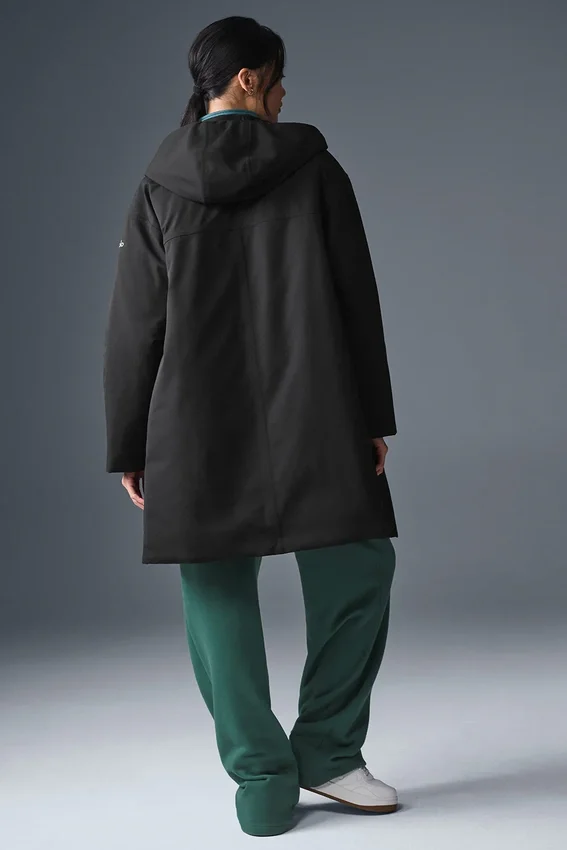 Rain or Shine Puffer Long Coat - Black