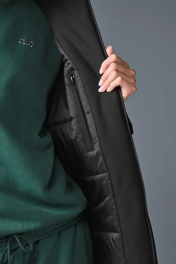 Rain or Shine Puffer Long Coat - Black