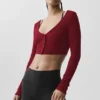 Ribbed Cropped Whisper Cardigan - Summer Romance Red