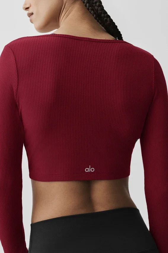 Ribbed Cropped Whisper Cardigan - Summer Romance Red