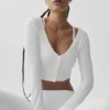 Ribbed Cropped Whisper Cardigan - White