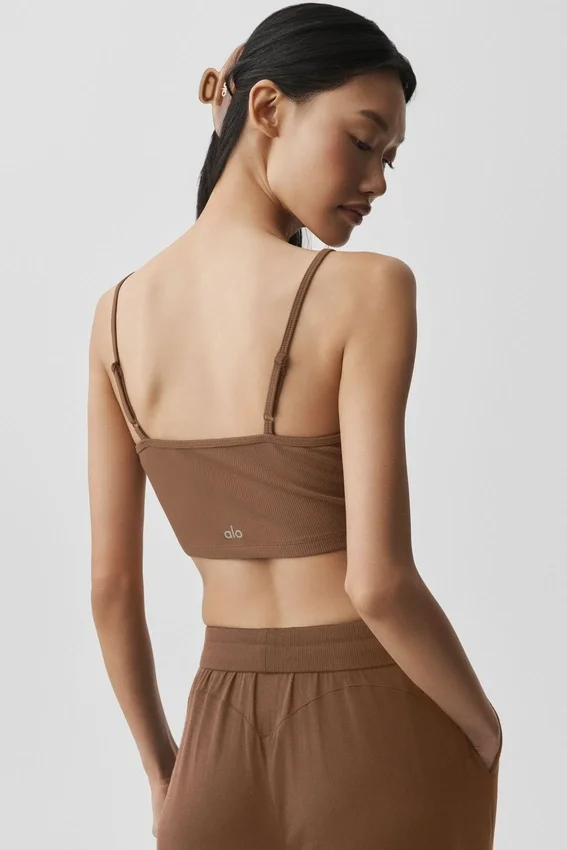 Ribbed Delicate Lounge Tank - Sun Kissed Brown
