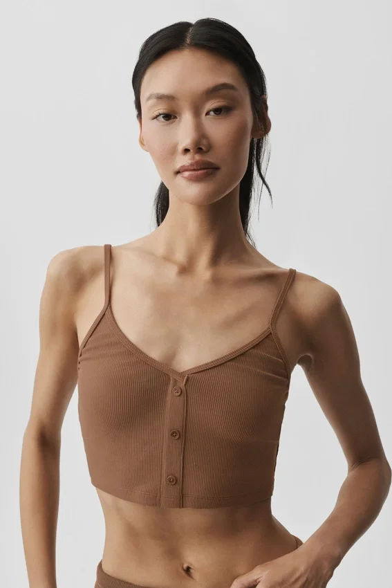 Ribbed Delicate Lounge Tank - Sun Kissed Brown