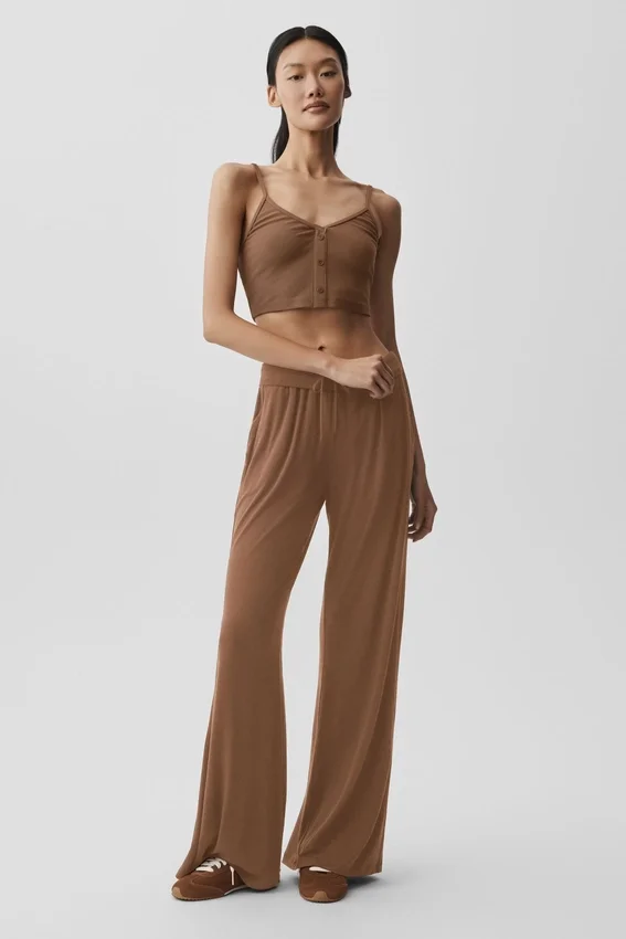 Ribbed Delicate Lounge Tank - Sun Kissed Brown