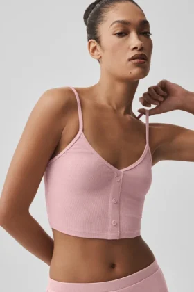 Ribbed Delicate Lounge Tank – Vintage Pink