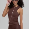 Ribbed En Pointe Tank - Brownstone