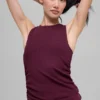 Ribbed En Pointe Tank - Burgundy
