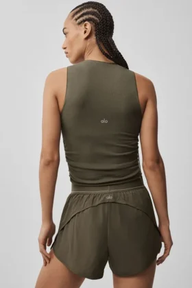Ribbed En Pointe Tank – Olive Tree