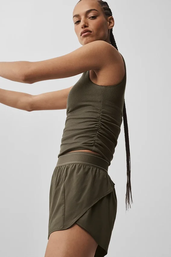 Ribbed En Pointe Tank - Olive Tree