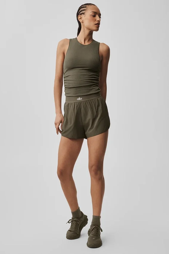 Ribbed En Pointe Tank - Olive Tree