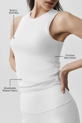 Ribbed En Pointe Tank – White