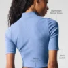 Ribbed Mesh Secret Short Sleeve - Crystal Clear Blue