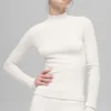 Ribbed Mesmerize Mock Neck Long Sleeve - Ivory