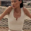 Ribbed Modal Henley Tank - Oatmeal Heather