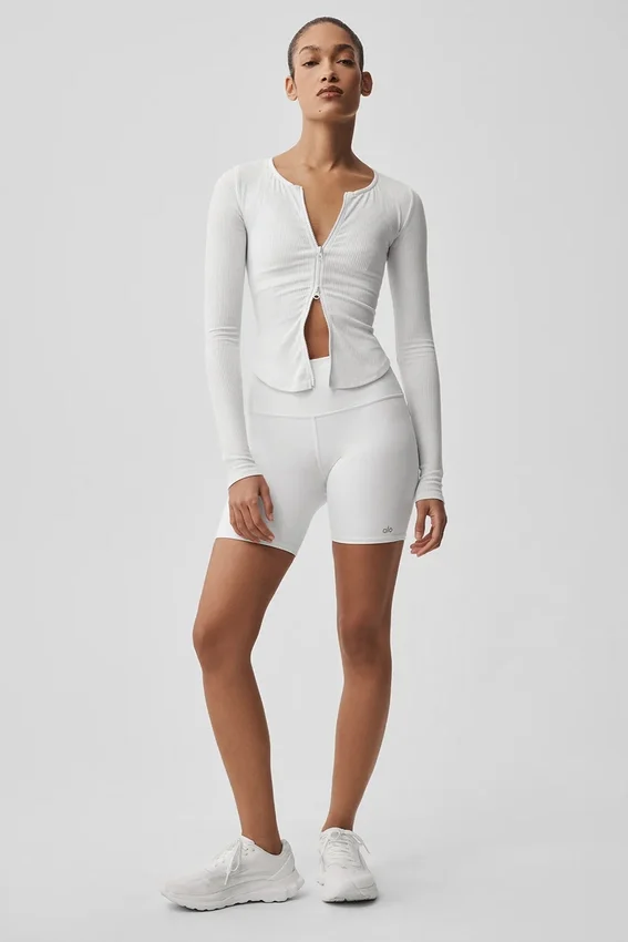 Ribbed Stardust Long Sleeve - White