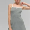 Ribbed Sweater Knit Highline Dress - Lunar Grey/White