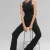 Ribbed Sweater Knit Highline Flare Pant - Black/White