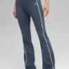 Ribbed Sweater Knit Highline Flare Pant - Bluestone/White