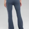 Ribbed Sweater Knit Highline Flare Pant - Bluestone/White