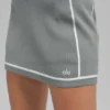 Ribbed Sweater Knit Highline Mini Skirt - Lunar Grey/White