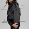 Ribbed Velour Cropped Mountain Side Jacket - Black