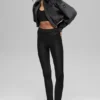 Ribbed Velour Cropped Mountain Side Jacket - Black