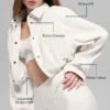 Ribbed Velour Cropped Mountain Side Jacket - Ivory