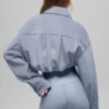 Ribbed Velour Cropped Mountain Side Jacket - Winter Frost