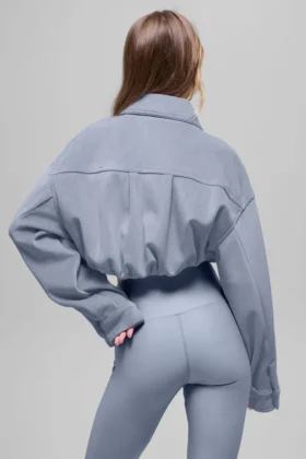 Ribbed Velour Cropped Mountain Side Jacket – Winter Frost