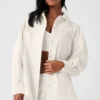 Ribbed Velour Mountain Side Shacket - Ivory